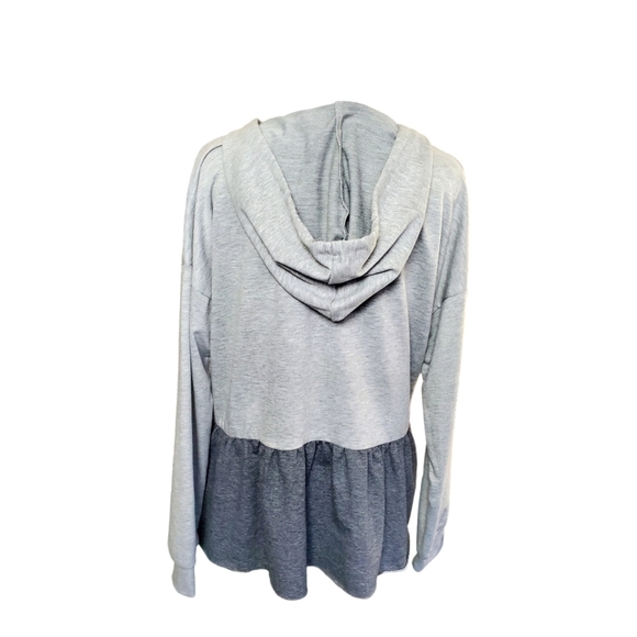 NWOT Luukse Gray Hoodie w/ Ruffled Bottom - Picture 3 of 3